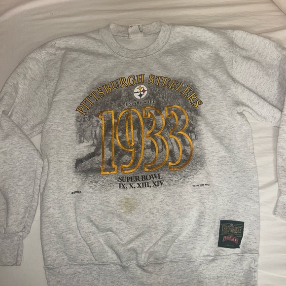 VINTAGE 1994 Stitched Pittsburgh Steelers Gray Sweatshirt - Picture 1 of 7